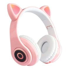 MG B39 bluetooth fülhallgató, macska fül, rózsaszín