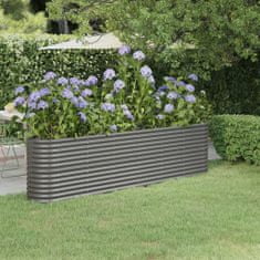 shumee szürke porszórt acél kerti ültetőláda 260 x 40 x 68 cm