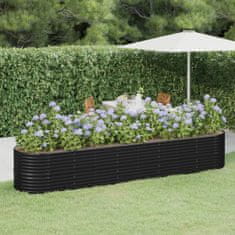 Greatstore antracitszürke porszórt acél kerti ültetőláda 368x80x68 cm