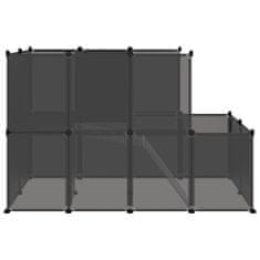 Greatstore fekete polipropilén és acél kisállatketrec 142 x 74 x 93 cm