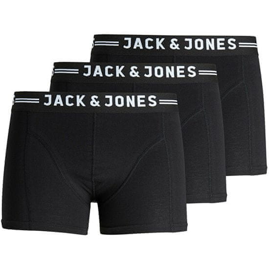 Jack&Jones 3 PACK - férfi boxeralsó SENSE 12081832 Black Black waistband