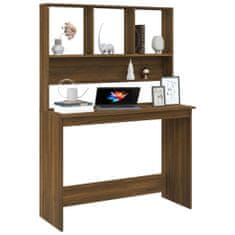 shumee barna tölgyszínű szerelt fa íróasztal polcokkal 110x45x157 cm