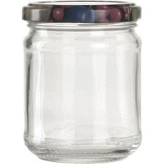 Gastrozone Lekváros befőttes üveg, 212 ml, 6 db, kerek, gyümölcs mintájú fedő, 