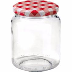 Gastrozone Befőttes üvegek 6 db készlet, 390 ml, fedél kockás, marmeládéra 