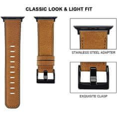 4wrist Varratokkal ellátott bőrszíj Apple Watch-hoz - Brown 42/44/45/49 mm