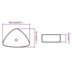 shumee Háromszög alakú, fehér kerámia mosdókagyló 50,5x41x12 cm