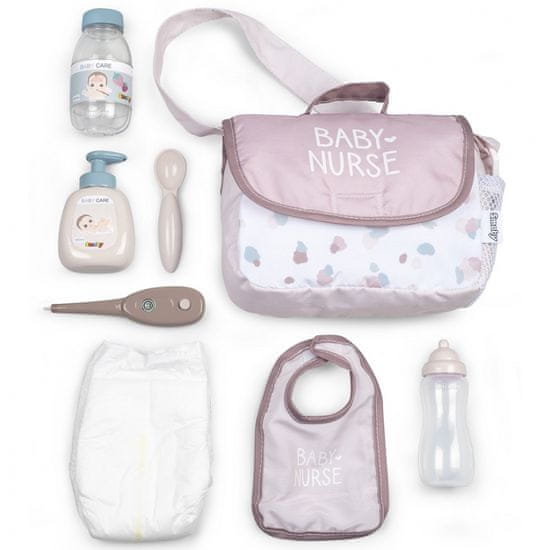 Smoby baba nővér pelenkázó táska + baba kiegészítők
