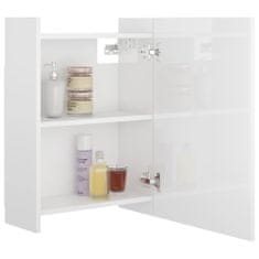 Vidaxl magasfényű fehér szerelt fa tükrös fürdőszoba szekrény 803314