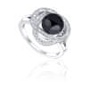 Bájos gyűrű fekete gyönggyel és cirkónium kövekkel JL0760 (Kerület 54 mm)