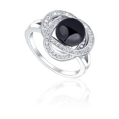 JwL Luxury Pearls Bájos gyűrű fekete gyönggyel és cirkónium kövekkel JL0760 (Kerület 54 mm)