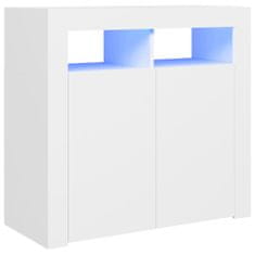 shumee fehér tálalószekrény LED-világítással 80 x 35 x 75 cm