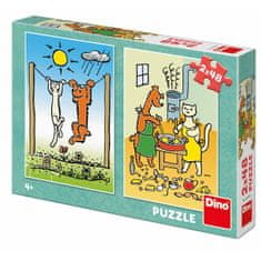 DINO Puzzle Kutya és macska 2x48 darab
