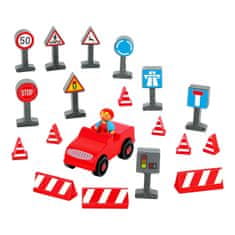 Jeujura Fa figurák készletekhez Sofőr autóval és tartozékokkal 20 darab