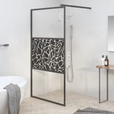 Greatstore fekete ESG üveg zuhanyfal kőmintával 100x195cm