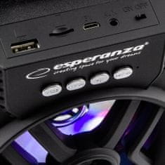Esperanza Újratölthető 800 mAh-s bluetooth hangszóró beépített FM rádióval SD USB LED RGB