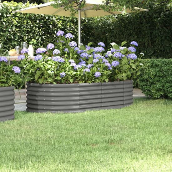 shumee szürke porszórt acél kerti ültetőláda 152x80x36 cm