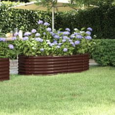 Greatstore barna porszórt acél kerti magaságyás 152x80x36 cm