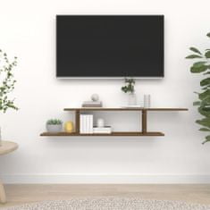 Greatstore barna tölgyszínű szerelt fa fali TV-polc 125 x 18 x 23 cm