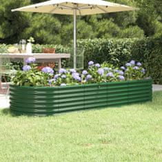 Greatstore zöld porszórt acél kerti ültetőláda 224 x 80 x 36 cm