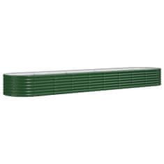 Vidaxl zöld porszórt acél kerti magaságyás 368x80x36 cm 318928
