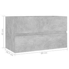 Greatstore betonszürke forgácslap mosdószekrény 80 x 38,5 x 45 cm