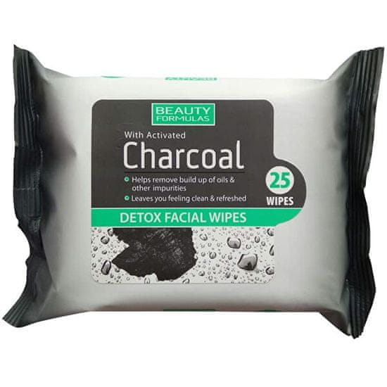 Beauty Formulas Aktív szénnel ellátott kozmetikai kendőkCharcoal (Detox Facial Wipes) 25 db