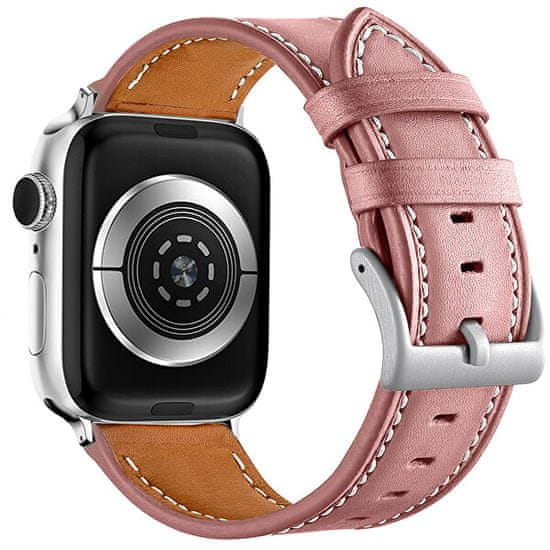 4wrist Fehér varratokkal ellátott bőrszíj Apple Watch-hoz - Pink 38/40/41 mm