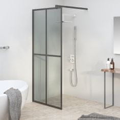 Greatstore sötét edzett üveg zuhanyfal küszöb nélküli zuhanyhoz 90x195cm