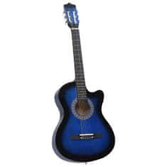 Vidaxl kék árnyékos 6 húros klasszikus western cutaway gitár 38" 70134