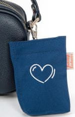 Tépőzáras zseb táskákhoz hímzés szív kék