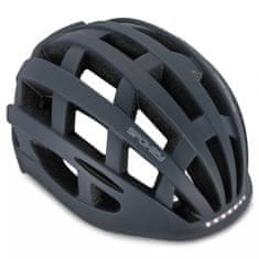 Spokey POINTER PRO Kerékpáros sisak LED villogóval és irányjelzővel, 58-61 cm, fekete