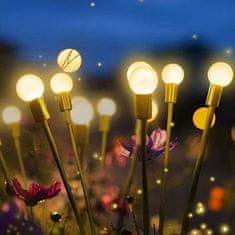 Netscroll Napenergiás kerti lámpa 6 lámpával, szentjánosbogár formájú szolár lámpák, kertbe, teraszra, udvarra, vízálló, napelemes töltés, automatikus bekapcsolás, energiatakarékos, FireflyLights