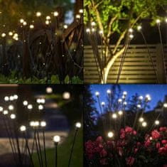 Netscroll Napenergiás kerti lámpa 6 lámpával, szentjánosbogár formájú szolár lámpák, kertbe, teraszra, udvarra, vízálló, napelemes töltés, automatikus bekapcsolás, energiatakarékos, FireflyLights