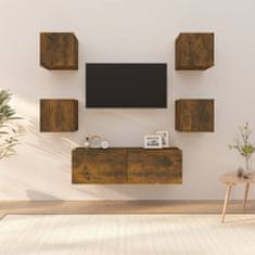 shumee füstölt tölgyszínű szerelt fa fali TV-szekrényszett