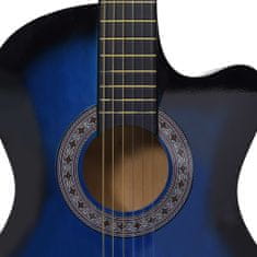 shumee kék 6 húros kivágott testű akusztikus western gitár 38" 