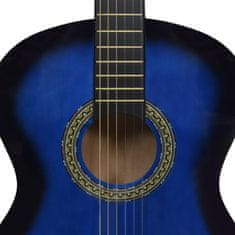 Greatstore 12 darabos kék klasszikus gitár kezdőkészlet 4/4 39"