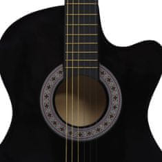 Greatstore 6 húros fekete kivágott testű akusztikus western gitár 38"