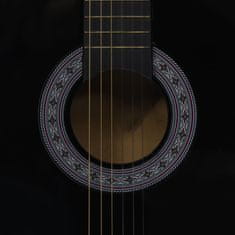Vidaxl 8 darabos fekete klasszikus gitár kezdőszett 3/4 36" 70119