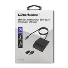 Qoltec Smart ID kártyaolvasó SCR-0636 | USB type C