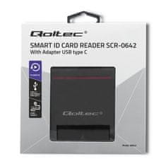 Qoltec Smart ID kártyaolvasó SCR-0642 | USB 2.0 + USB C típusú adapter