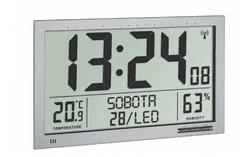 TFA 60.4517.54 Rádióvezérlésű digitális XL óra hőmérővel és páratartalommérővel, ezüst