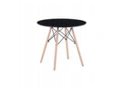ShopJK Étkezőasztal 80 cm - fekete, skandináv stílus