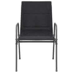 shumee 2 db fekete rakásolható acél és textilén kerti szék