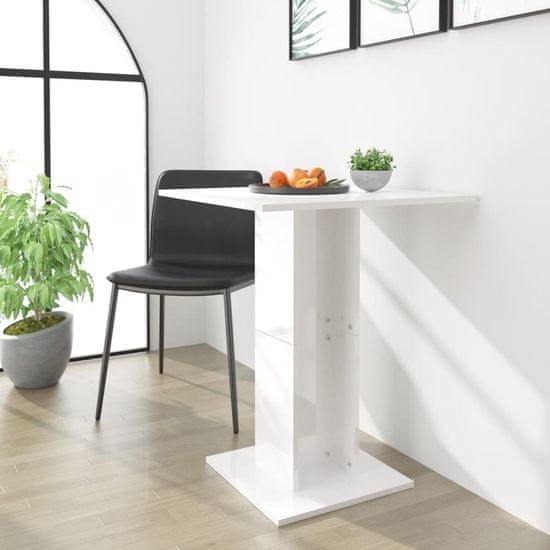 Greatstore magasfényű fehér forgácslap bisztróasztal 60 x 60 x 75 cm
