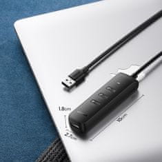 Ugreen CM416 HUB adapter USB / 4x USB 3.0 0.25m, fekete