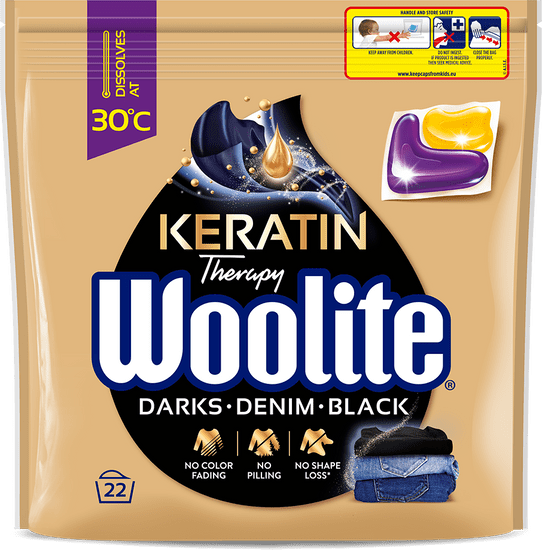 Woolite gél kapszula sötét és fekete mosáshoz keratinnal, 22 db