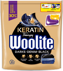 Woolite gél kapszula sötét és fekete mosáshoz keratinnal, 33 db