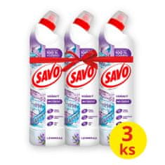 Savo Tisztító és fertőtlenítőszer WC-khez, Levendula, 3 x 750 ml