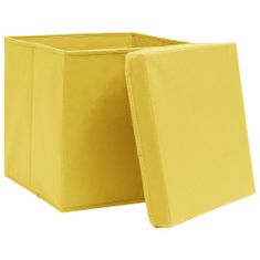 Greatstore 10 db sárga fedeles tárolódoboz 28 x 28 x 28 cm