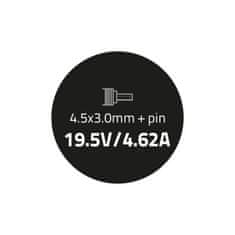 Qoltec Hálózati adapter HP-hoz 90W | 19.5V | 4.62A | 4.5*3.0+pin | + tápkábel